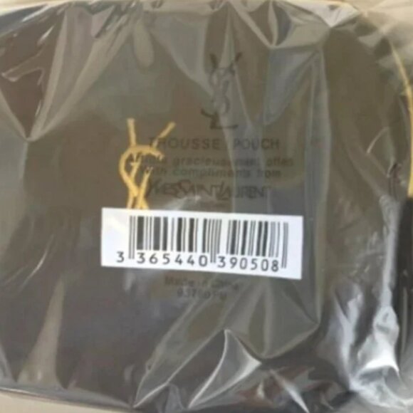 Yves Saint Laurent Trousse Black Gold Velvet Bag Pouch Wristlet Gold YSL NWT - Picture 3 of 4